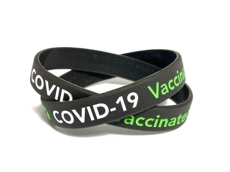 ✔ Covid-19 Vaccinated Rubber Wristband - Adult 8"
