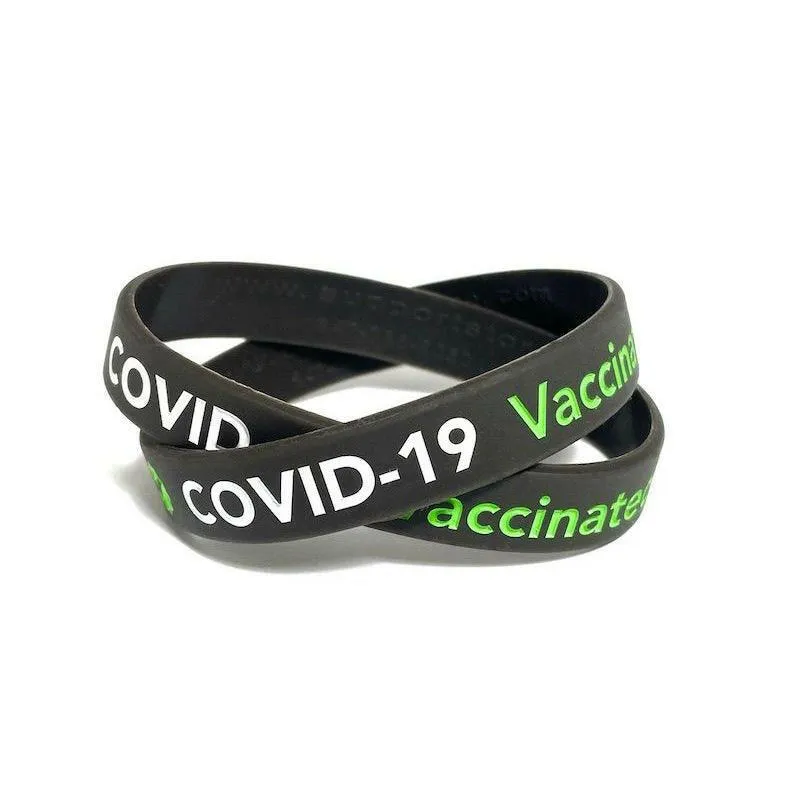 ✔ Covid-19 Vaccinated Rubber Wristband - Adult 8"