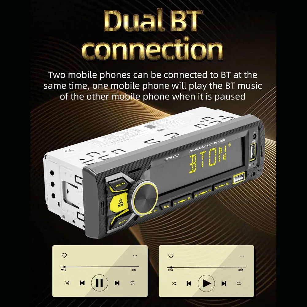 1 Din Car Radio Audio Dual Bluetooth HD Lossless Music Player Usb