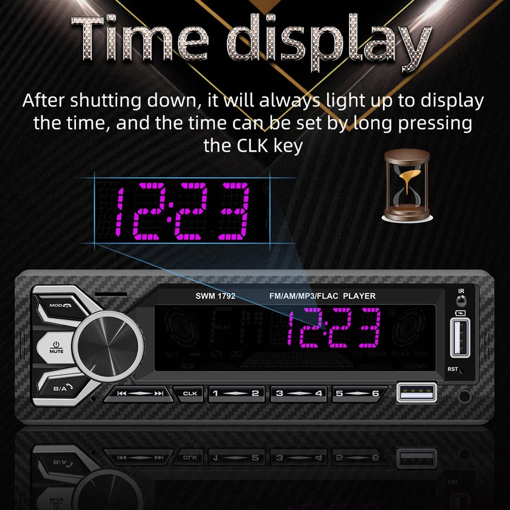 1 Din Car Radio Audio Dual Bluetooth HD Lossless Music Player Usb