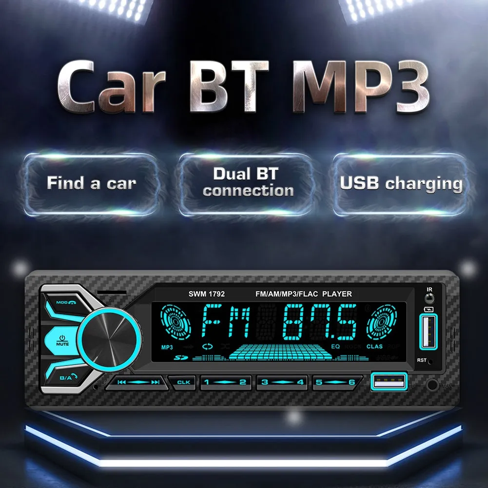 1 Din Car Radio Audio Dual Bluetooth HD Lossless Music Player Usb