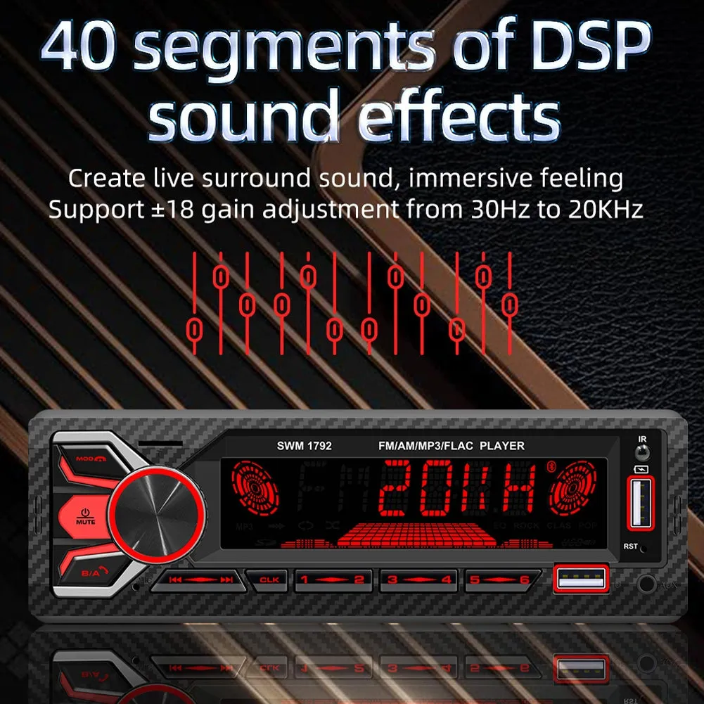 1 Din Car Radio Audio Dual Bluetooth HD Lossless Music Player Usb