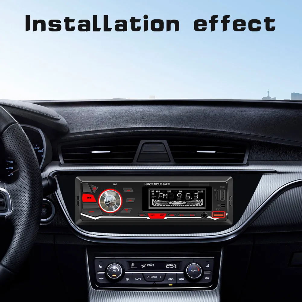 12V Car Radio MP3 Player Support TF USB Drive Colorful Lighting