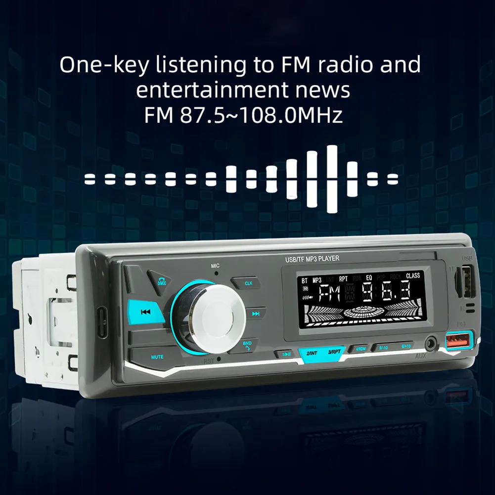 12V Car Radio MP3 Player Support TF USB Drive Colorful Lighting