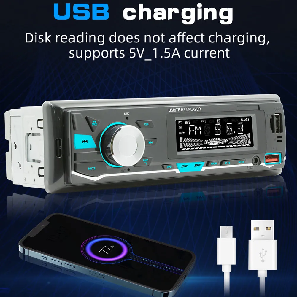 12V Car Radio MP3 Player Support TF USB Drive Colorful Lighting