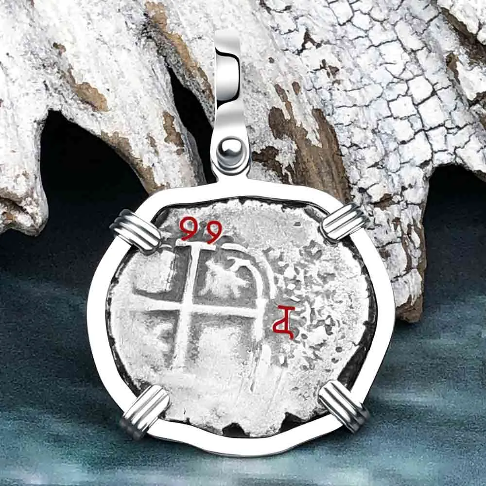 1666 Consolacion Shipwreck Pirate Era 1 Reale Cob 14K White Gold Pendant | Artifact #3642