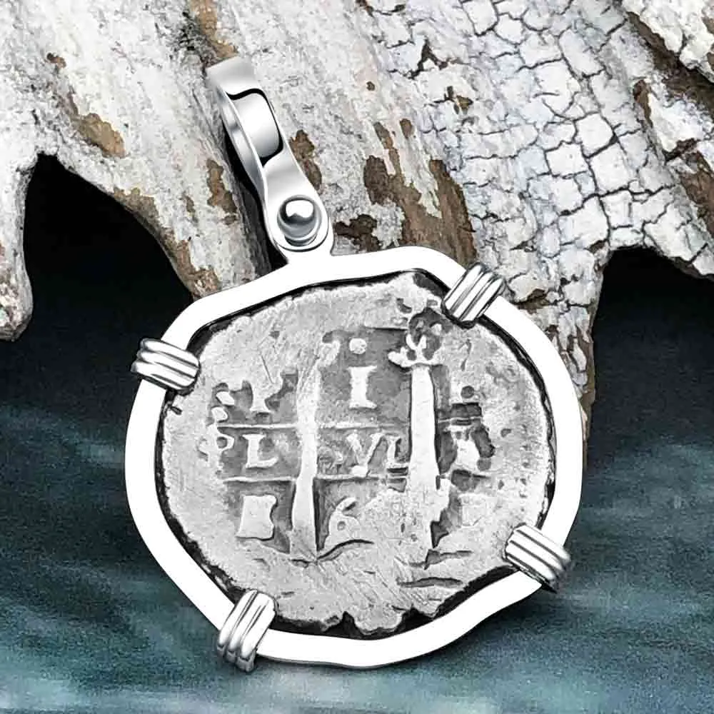 1666 Consolacion Shipwreck Pirate Era 1 Reale Cob 14K White Gold Pendant | Artifact #3642