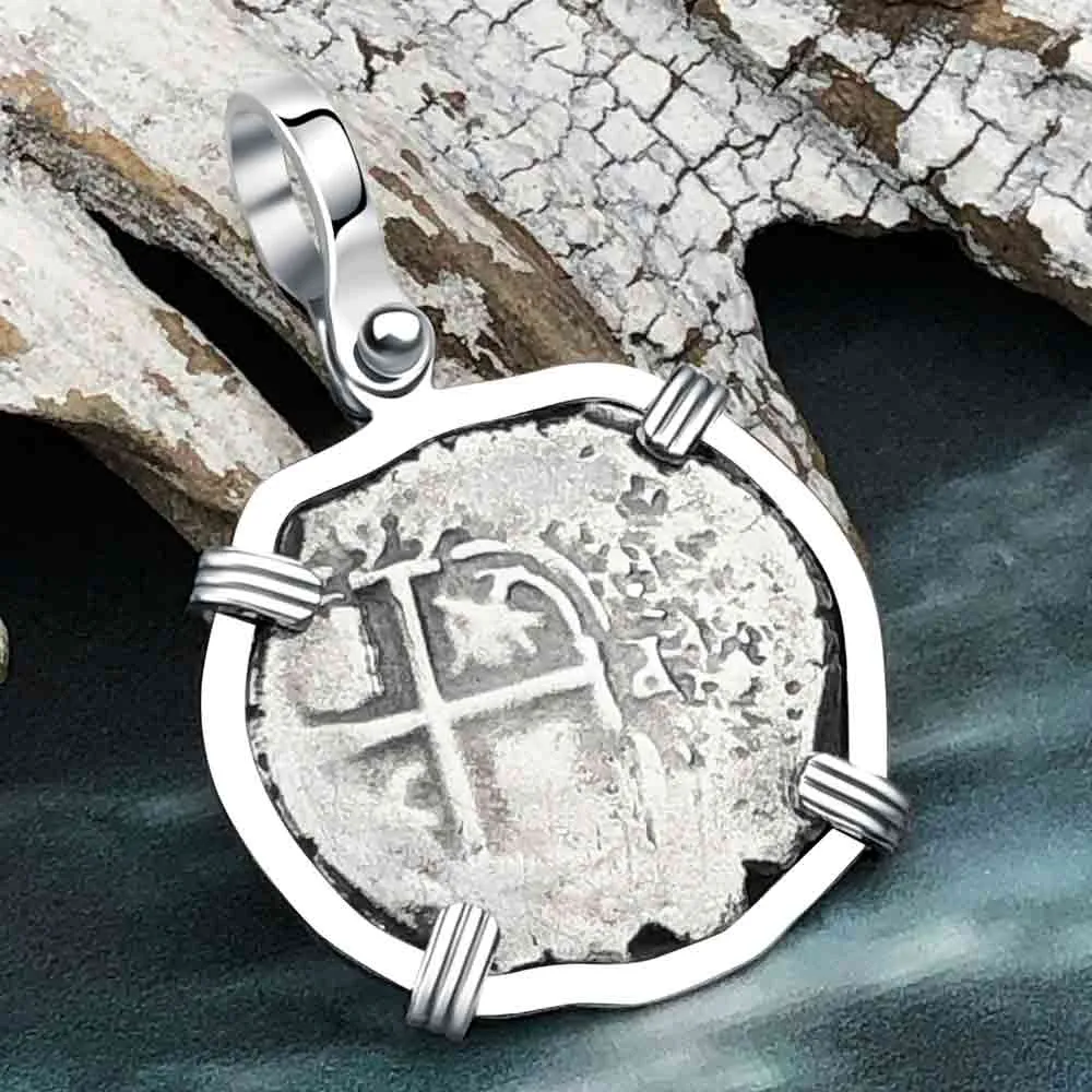 1666 Consolacion Shipwreck Pirate Era 1 Reale Cob 14K White Gold Pendant | Artifact #3642
