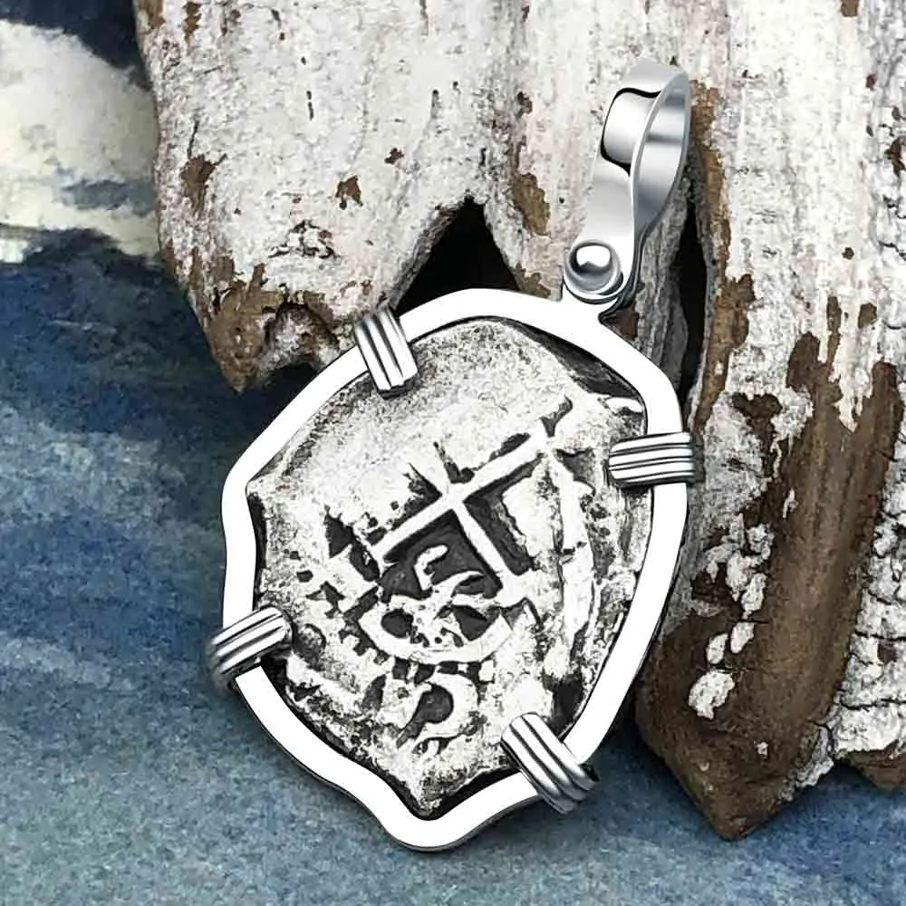 1676 Consolacion Shipwreck Pirate Era 1 Reale Cob 14K White Gold Pendant | Artifact #3641