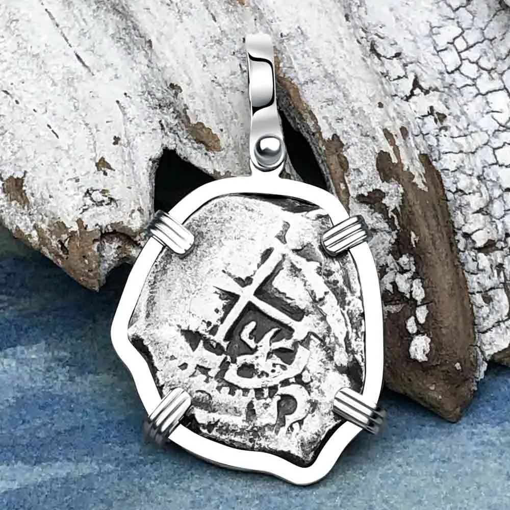 1676 Consolacion Shipwreck Pirate Era 1 Reale Cob 14K White Gold Pendant | Artifact #3641