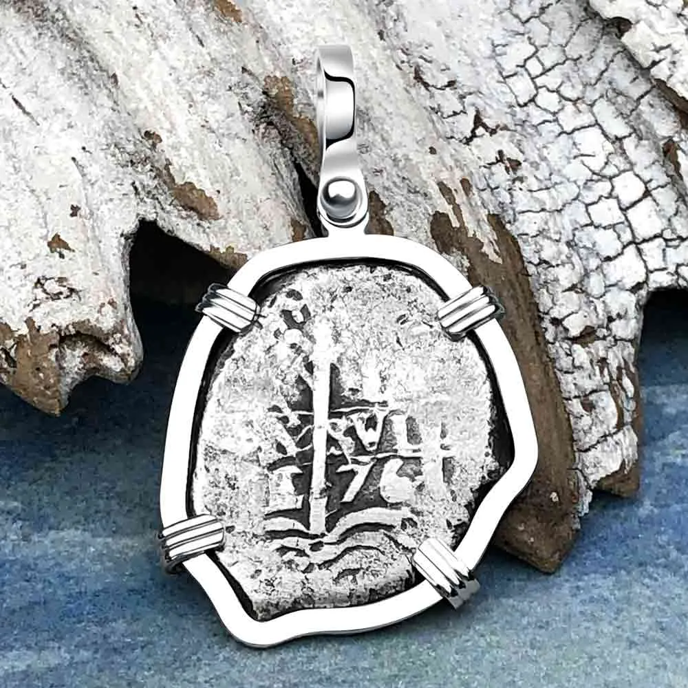 1676 Consolacion Shipwreck Pirate Era 1 Reale Cob 14K White Gold Pendant | Artifact #3641