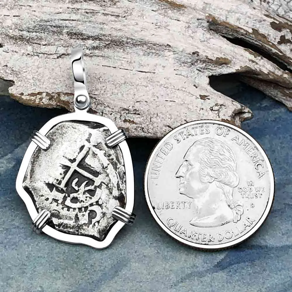 1676 Consolacion Shipwreck Pirate Era 1 Reale Cob 14K White Gold Pendant | Artifact #3641