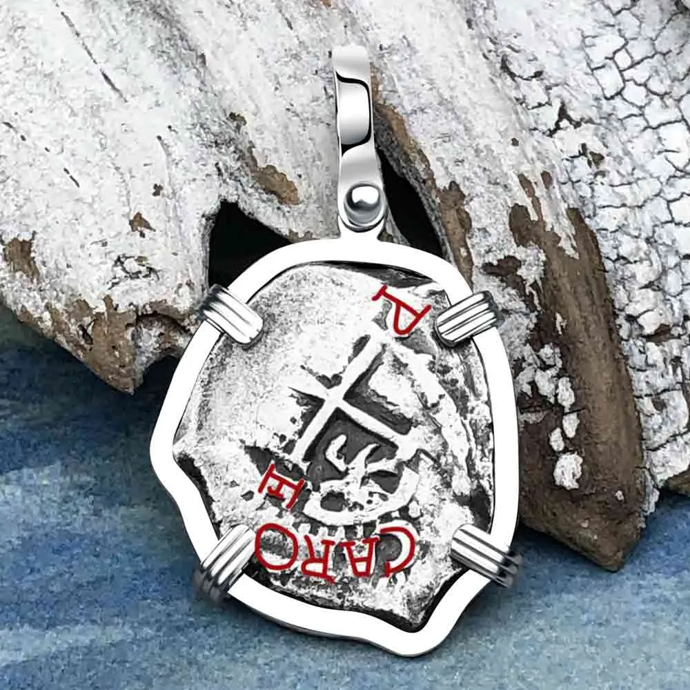 1676 Consolacion Shipwreck Pirate Era 1 Reale Cob 14K White Gold Pendant | Artifact #3641