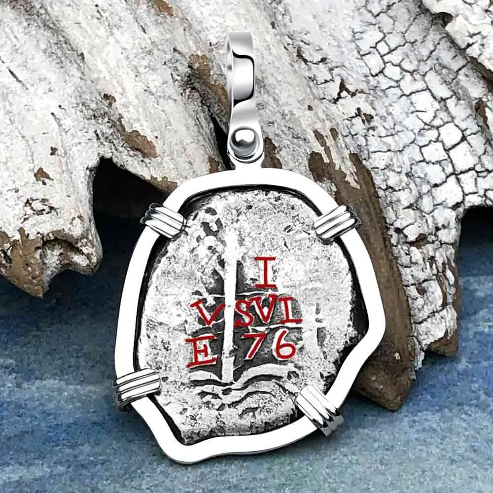 1676 Consolacion Shipwreck Pirate Era 1 Reale Cob 14K White Gold Pendant | Artifact #3641