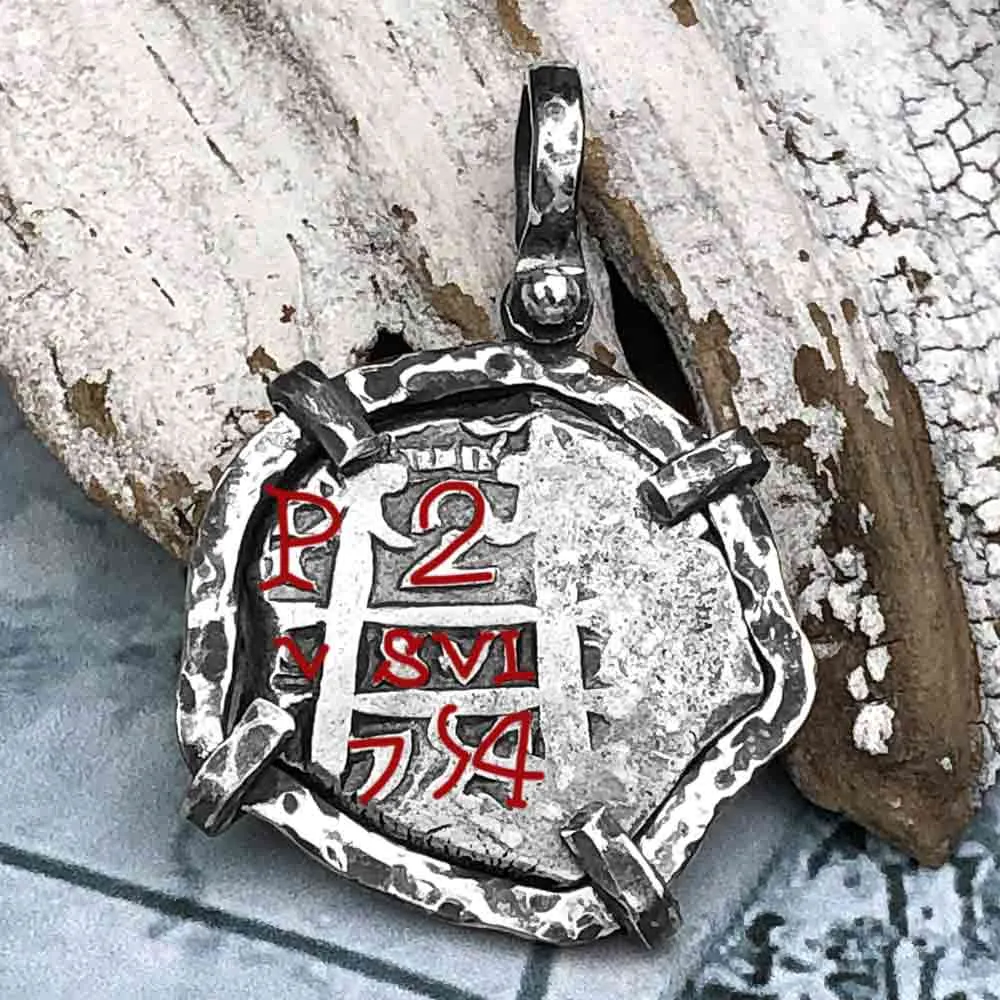 1754 Pirate Era Spanish 2 Reale "Piece of Eight" Sterling Silver TORTUGA COLLECTION Pendant | Artifact #3582