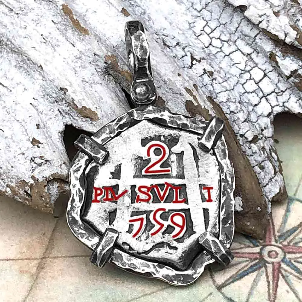 1759 Pirate Era Spanish 2 Reale "Piece of Eight" Sterling Silver TORTUGA COLLECTION Pendant | Artifact #3581