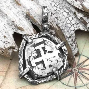 1759 Pirate Era Spanish 2 Reale "Piece of Eight" Sterling Silver TORTUGA COLLECTION Pendant | Artifact #3581