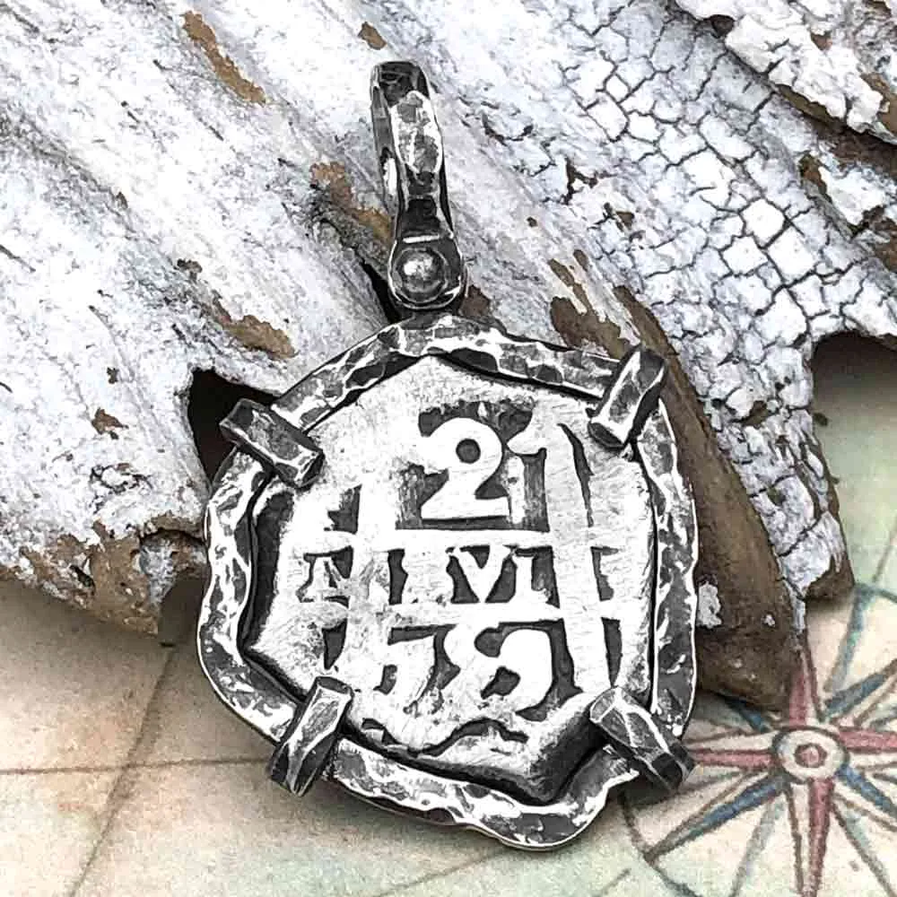 1759 Pirate Era Spanish 2 Reale "Piece of Eight" Sterling Silver TORTUGA COLLECTION Pendant | Artifact #3581