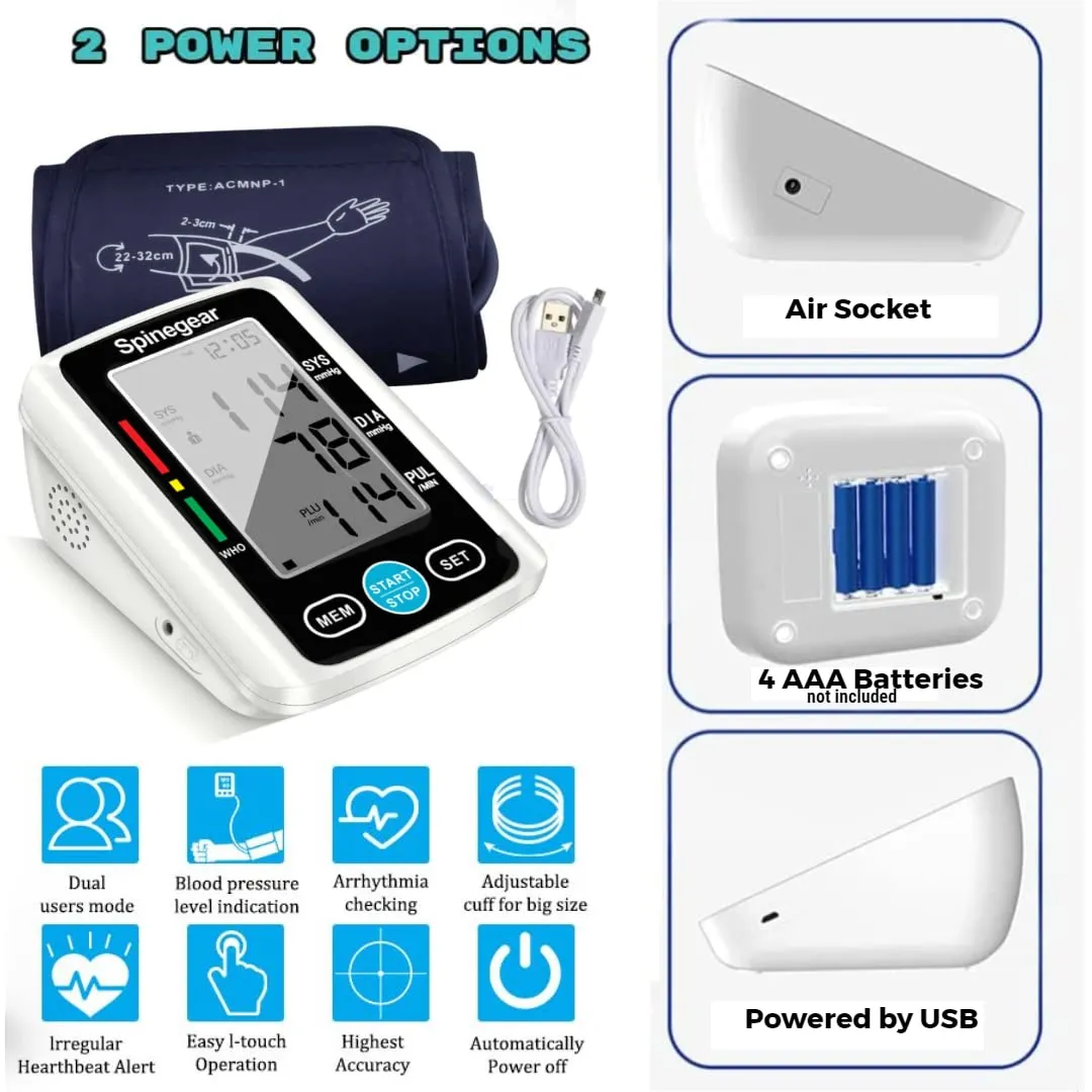 2022 Blood Pressure Monitor for Home use UK CE Approved Digital Upper Arm Cuff BP Machine, USB Powered Auto Pulse Rate Detect Irregular Heartbeat Fast Reading Kit, Large LCD Display & Voice Broadcast