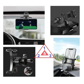 3 in 1 Car GPS Smartphone Holder: Dashboard / Visor Clamp   AC Grid Clip for Jiayu G6 Advanced - Black