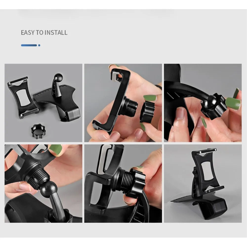 3 in 1 Car GPS Smartphone Holder: Dashboard / Visor Clamp   AC Grid Clip for Jiayu G6 Advanced - Black