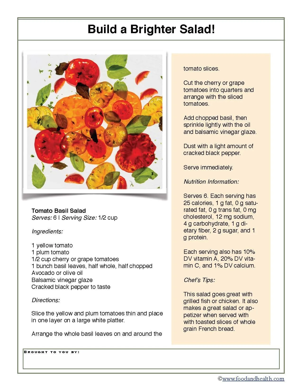 A Tomato Basil Salad 24" Square Banner for Bulletin Boards and Walls