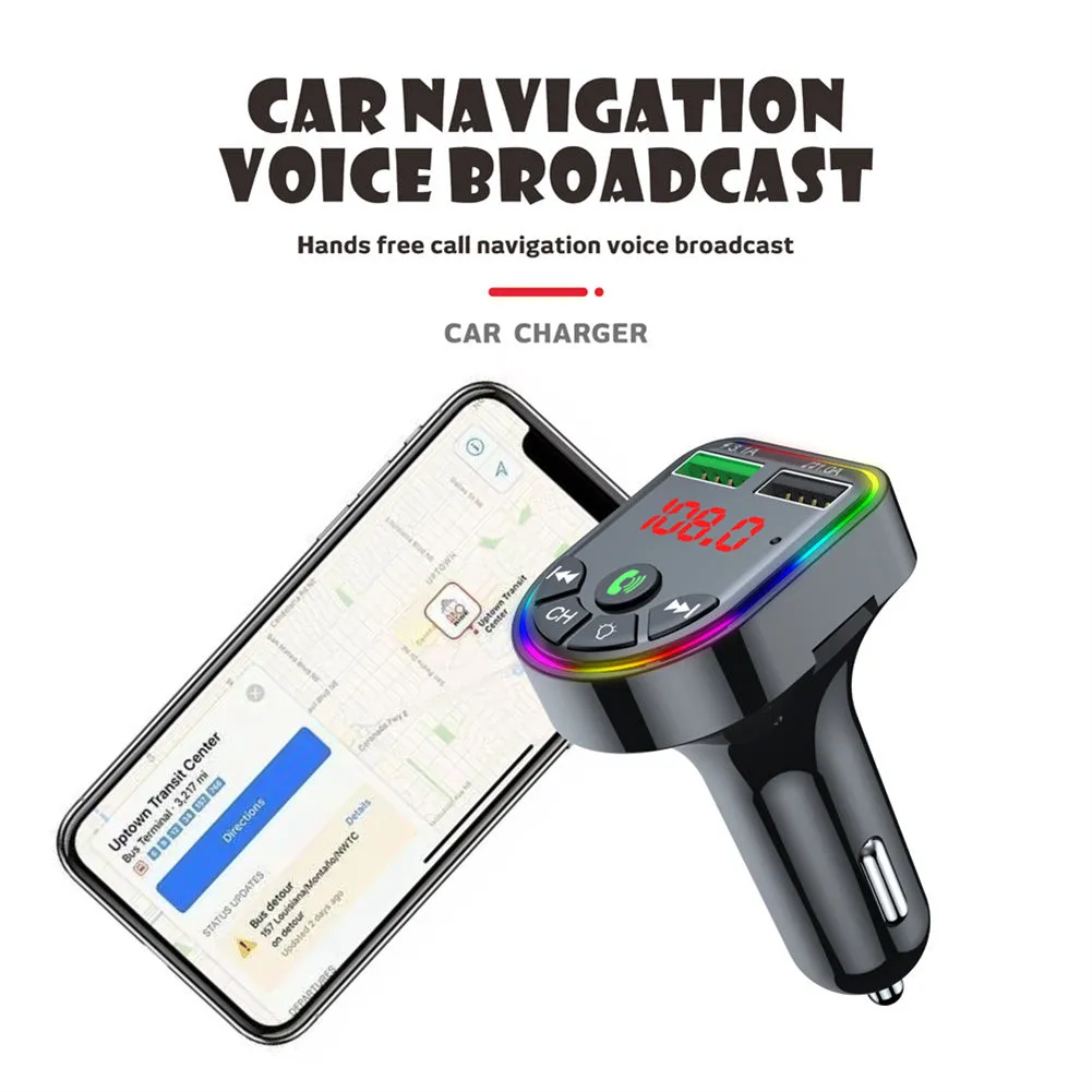 Ambient Light Bluetooth-compatible 5.0 Fm Transmitter Car  Mp3