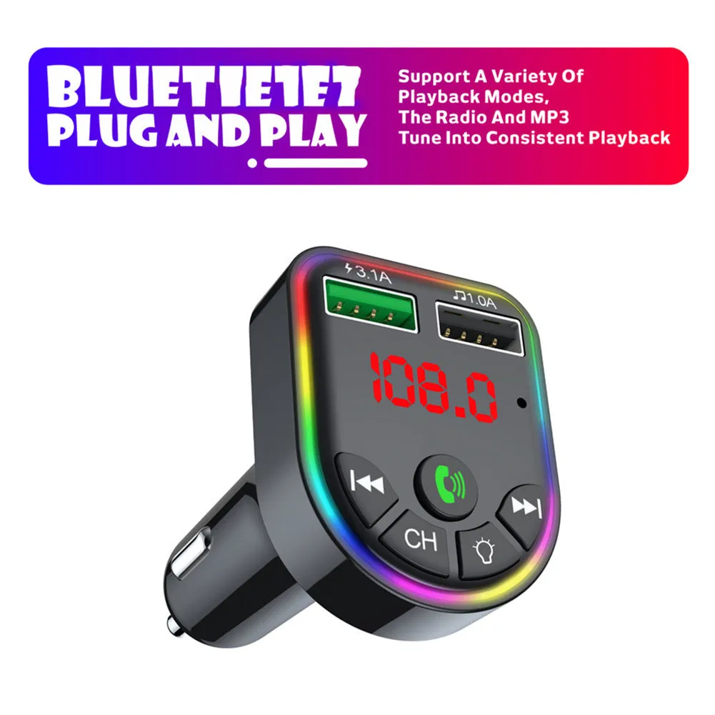 Ambient Light Bluetooth-compatible 5.0 Fm Transmitter Car  Mp3