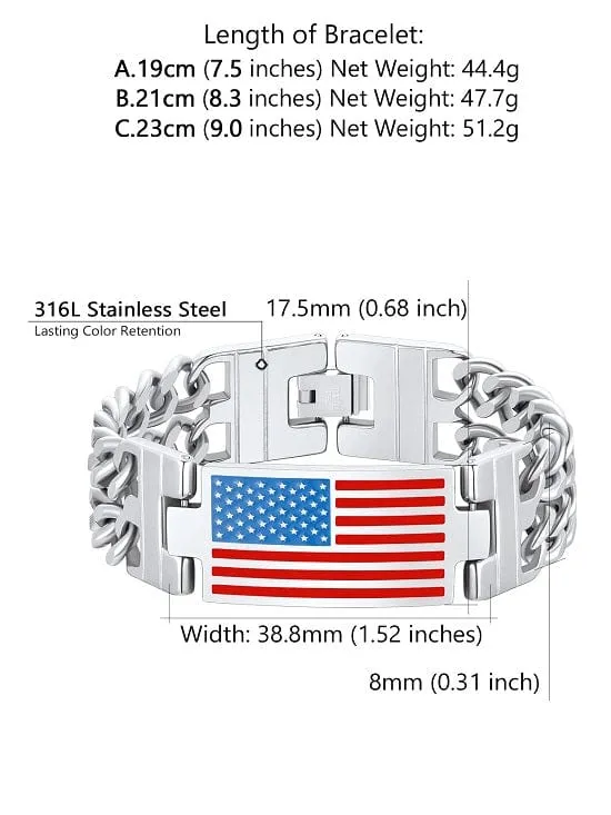 American Flag Memorial Day 4th of July Independence Day Bracelet