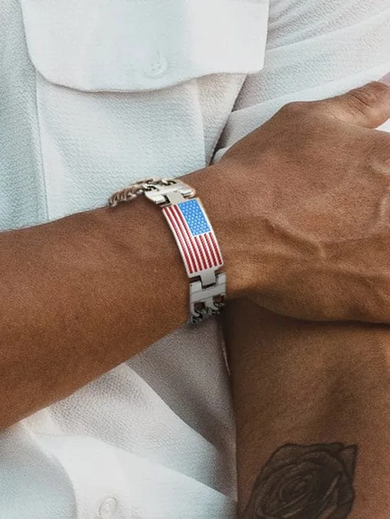 American Flag Memorial Day 4th of July Independence Day Bracelet