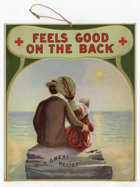 Antique Red Cross KIDNEY PLASTER Quack Medicine Advertising Sign, Edwardian Couple