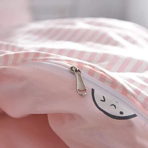 AOJIM Pure Cotton Duvet Cover Set for Kids Adults, Children Cute Soft Comforter Cover Set with Small Strawberries, Reversible Girls Quilt Cover Set 3pcs Best Bedding Gifts Queen Size, No Comforter
