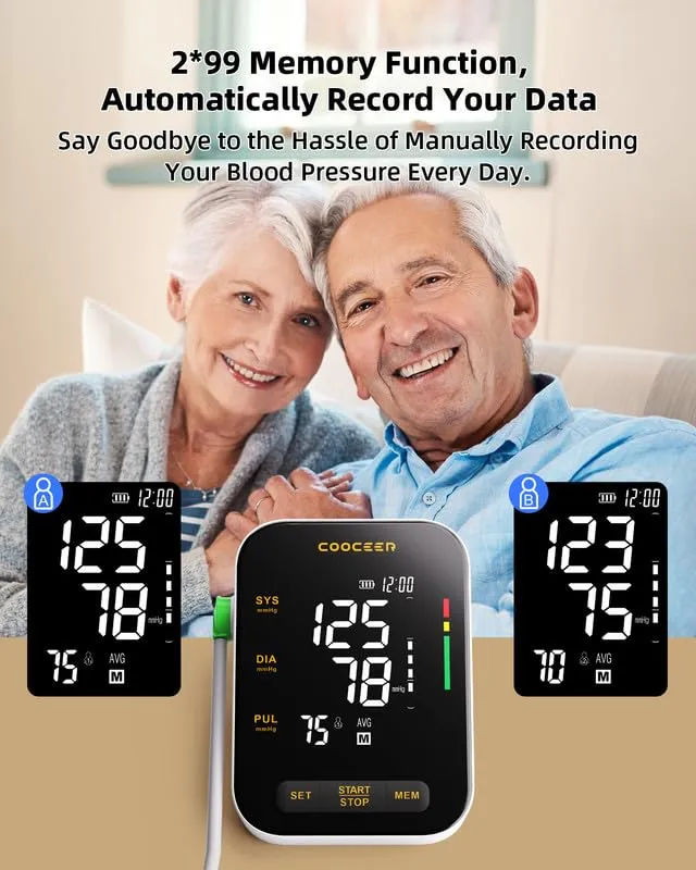 Automatic Blood Pressure Monitor: X8 Digital Blood Pressure machine upper arm for home use with Adjustable BP cuff(8.7-16.5") - Large Backlit Display (Black) Black