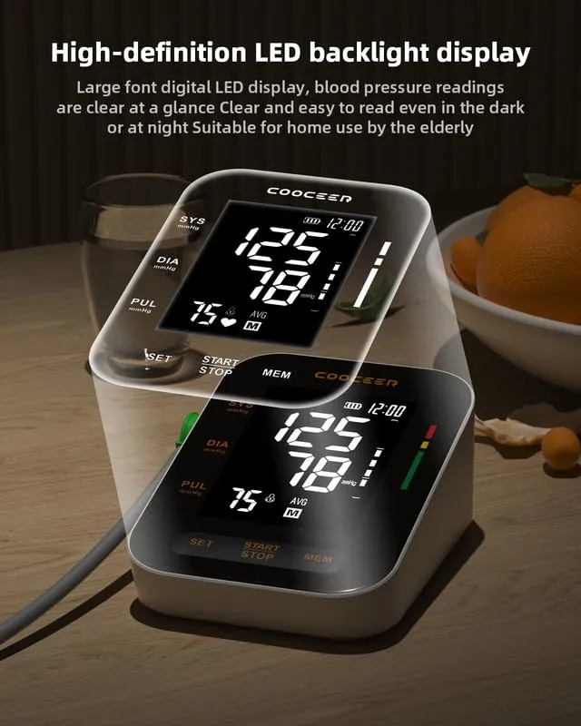 Automatic Blood Pressure Monitor: X8 Digital Blood Pressure machine upper arm for home use with Adjustable BP cuff(8.7-16.5") - Large Backlit Display (Black) Black