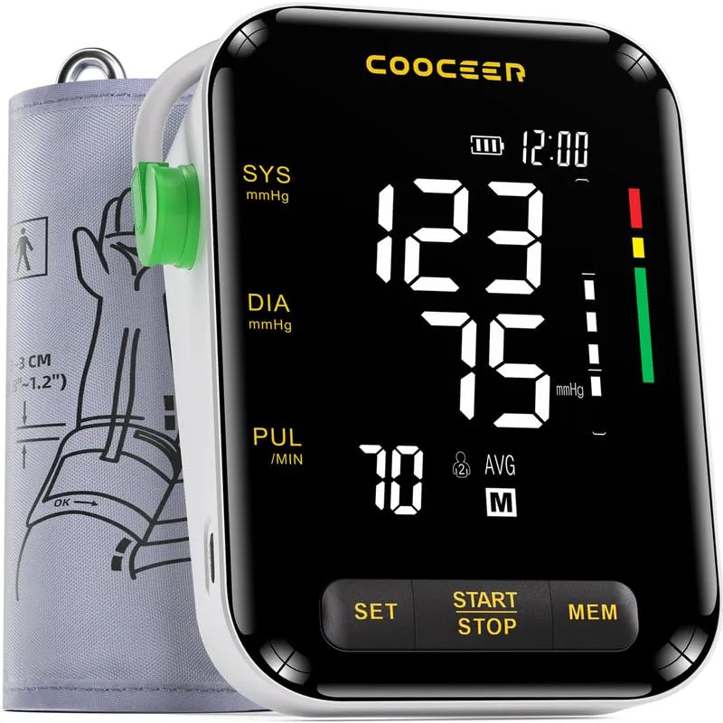 Automatic Blood Pressure Monitor: X8 Digital Blood Pressure machine upper arm for home use with Adjustable BP cuff(8.7-16.5") - Large Backlit Display (Black) Black