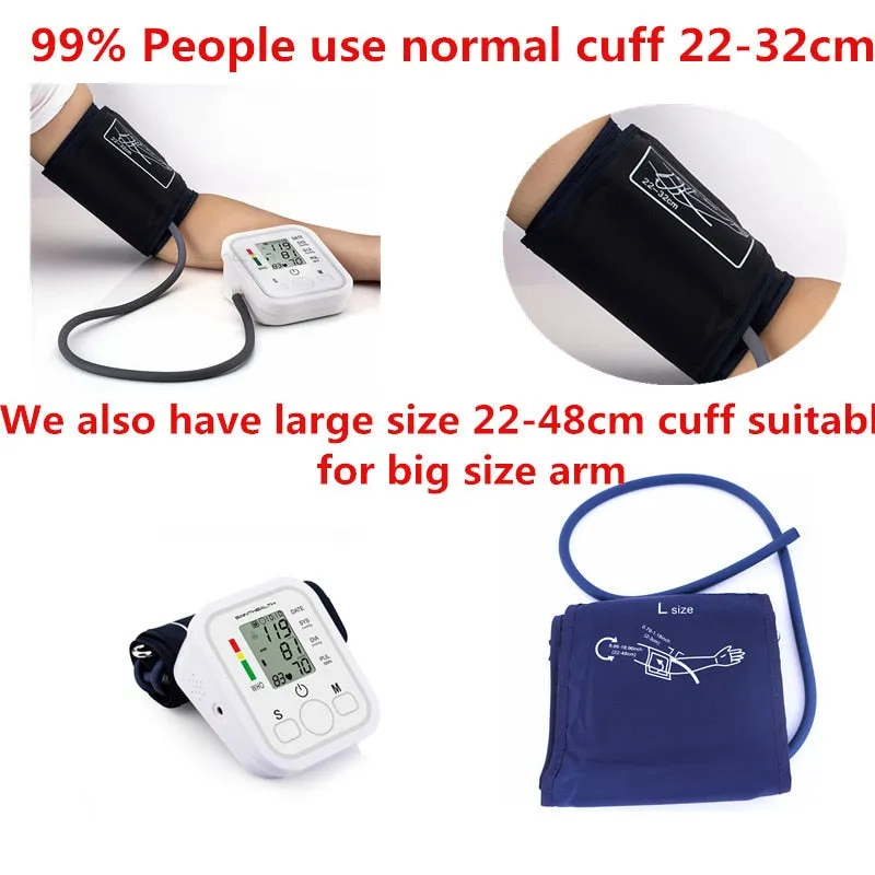 Automatic Digital Arm Blood Pressure Monitor BP Sphygmomanometer Pressure Gauge Meter Tonometer for Measuring Arterial Pressure