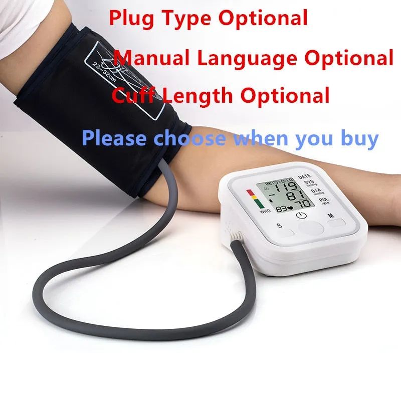 Automatic Digital Arm Blood Pressure Monitor BP Sphygmomanometer Pressure Gauge Meter Tonometer for Measuring Arterial Pressure