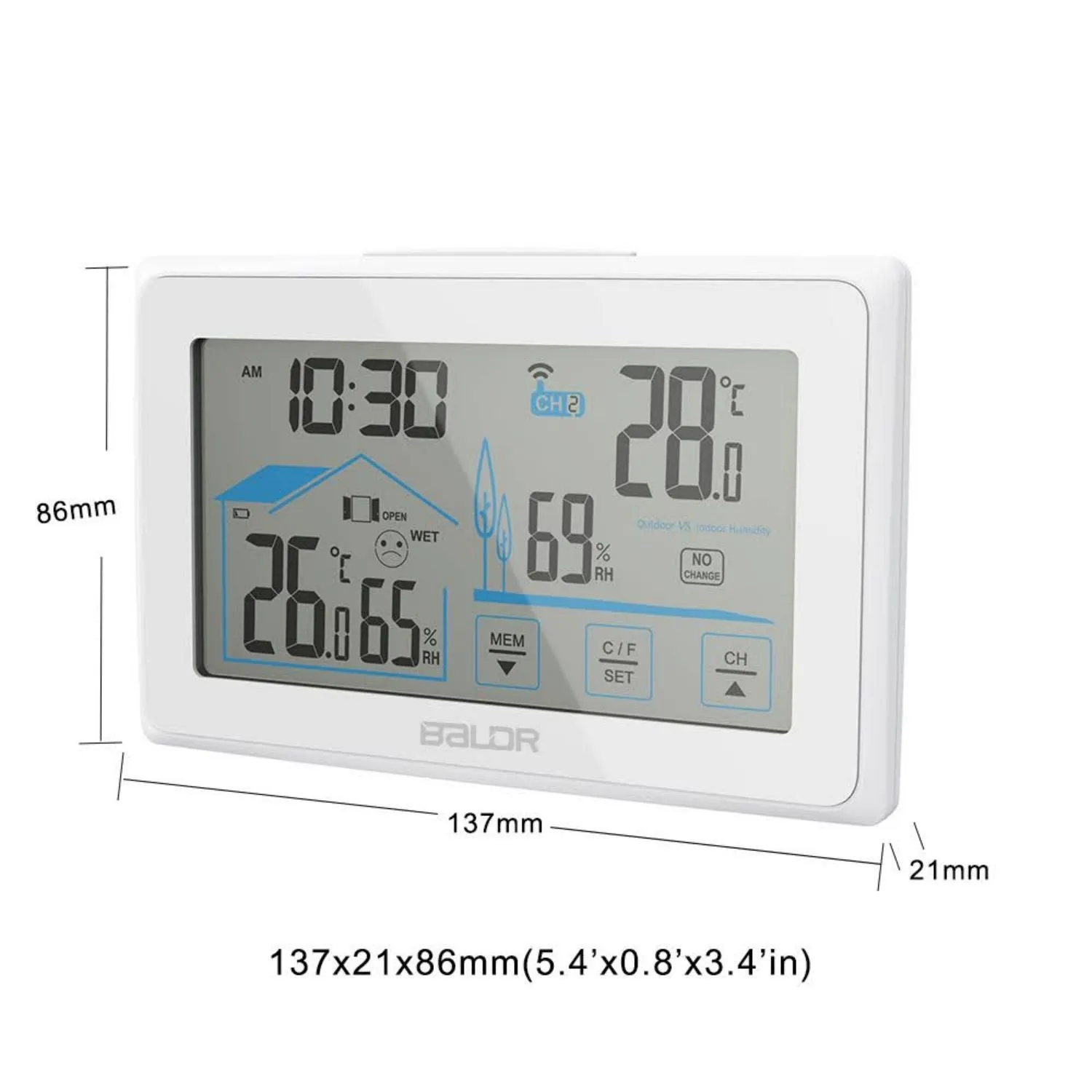BALDR Indoor/Outdoor Wireless Touchscreen Thermometer