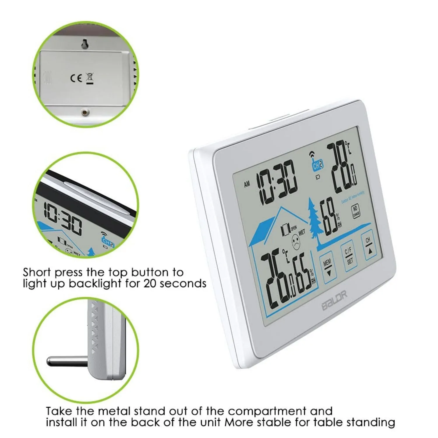 BALDR Indoor/Outdoor Wireless Touchscreen Thermometer