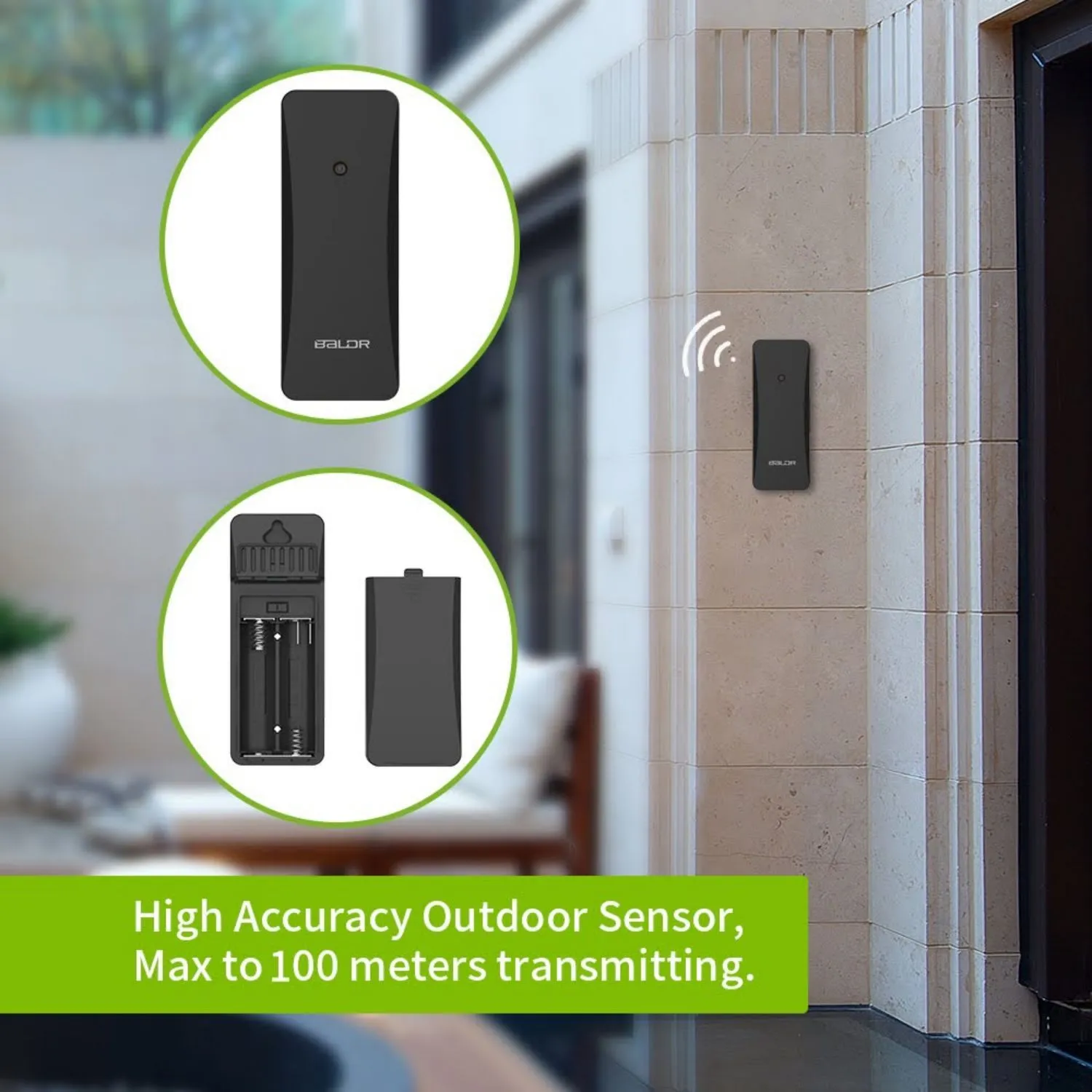 BALDR Indoor/Outdoor Wireless Touchscreen Thermometer