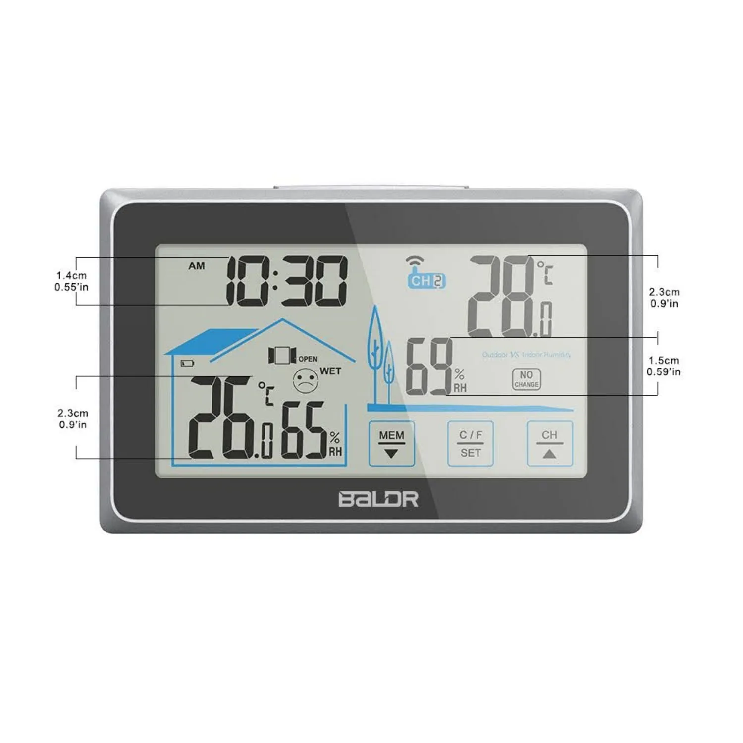 BALDR Indoor/Outdoor Wireless Touchscreen Thermometer