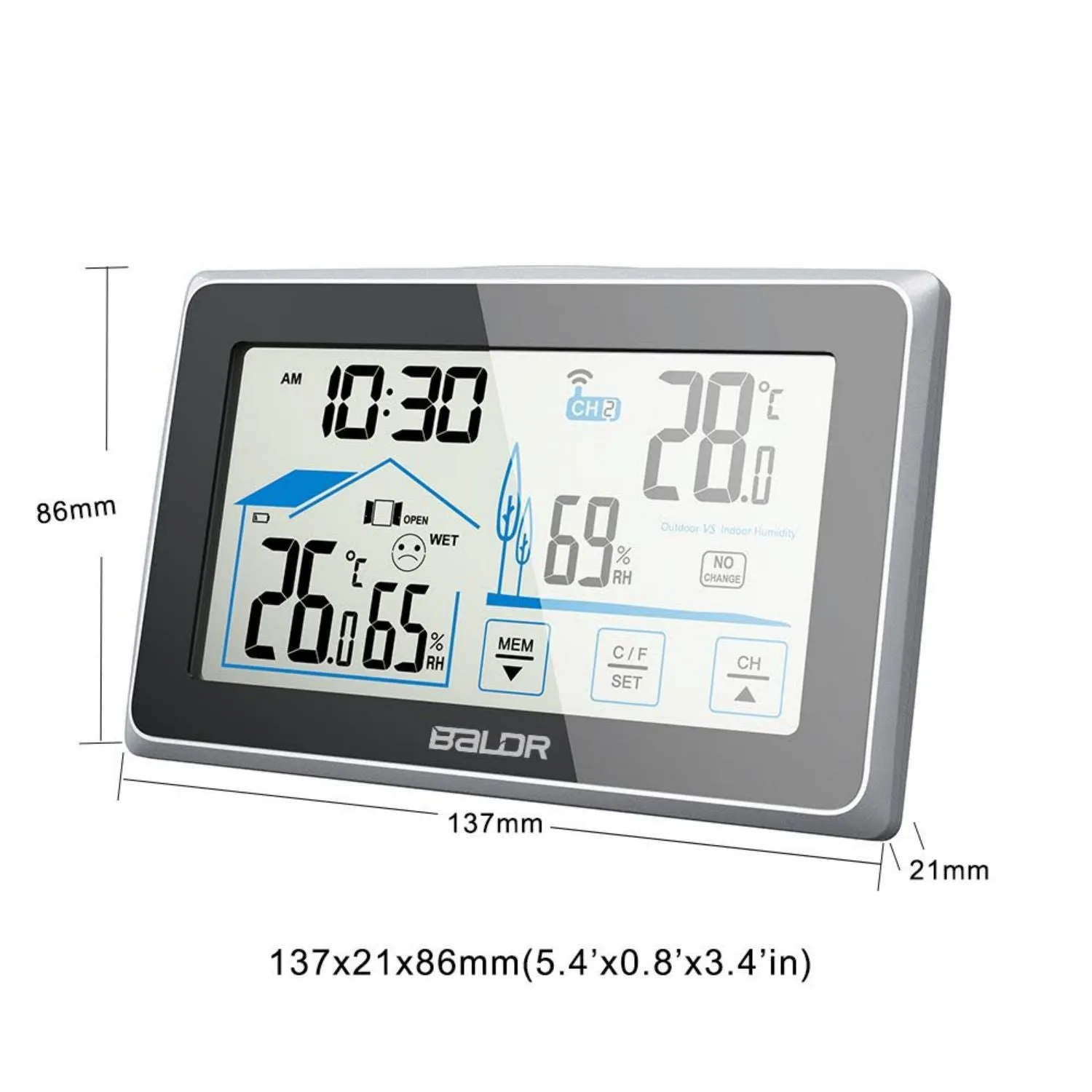 BALDR Indoor/Outdoor Wireless Touchscreen Thermometer