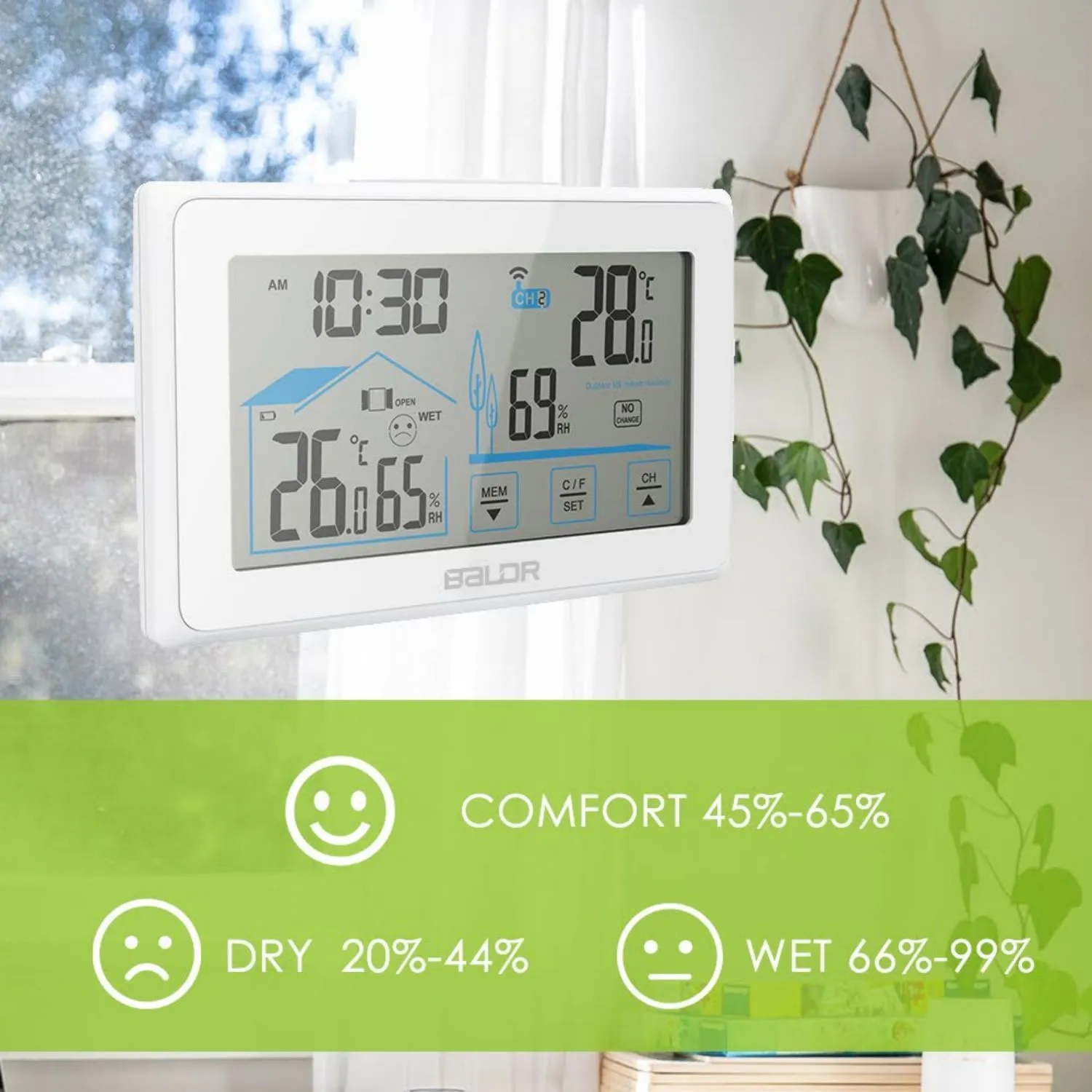 BALDR Indoor/Outdoor Wireless Touchscreen Thermometer