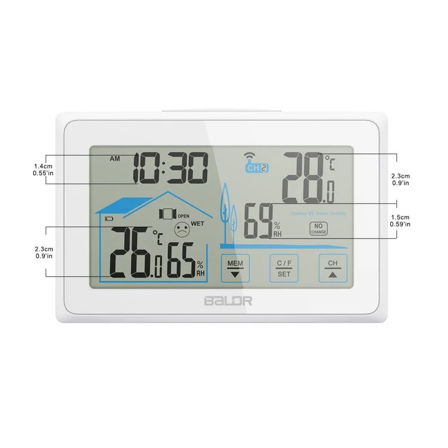 BALDR Indoor/Outdoor Wireless Touchscreen Thermometer