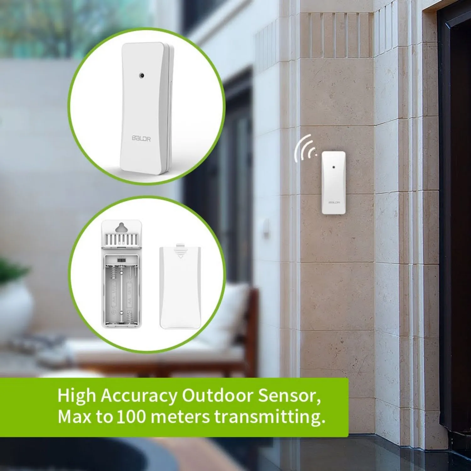 BALDR Indoor/Outdoor Wireless Touchscreen Thermometer