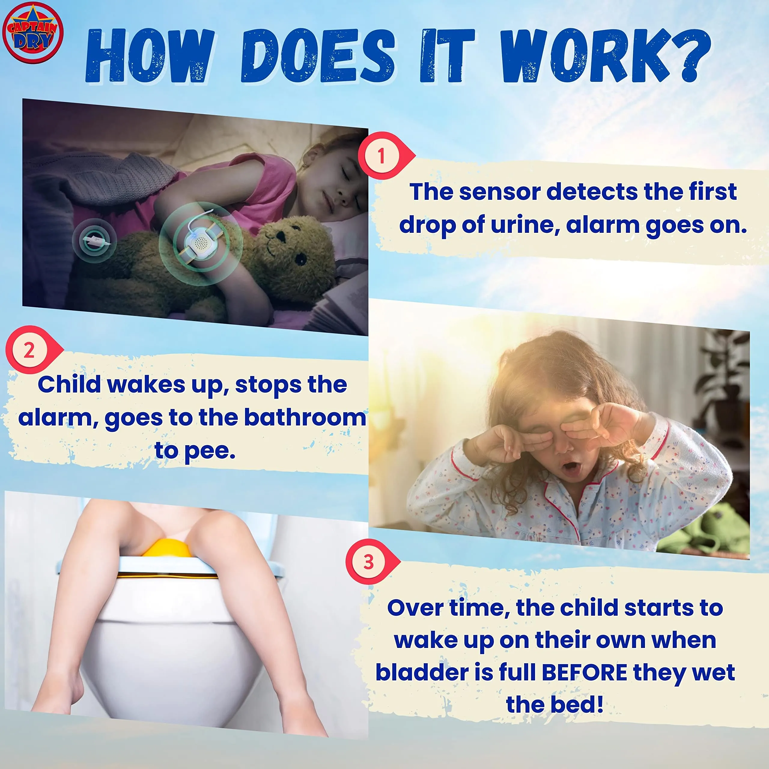 Bedwetting Alarm for Boys and Girls Potty Training Older Children Pee Alarm Potty Timer Bedwetting Monitor Sensor Deep Sleepers Turn Move During Sleep Loud Sound Two Modes