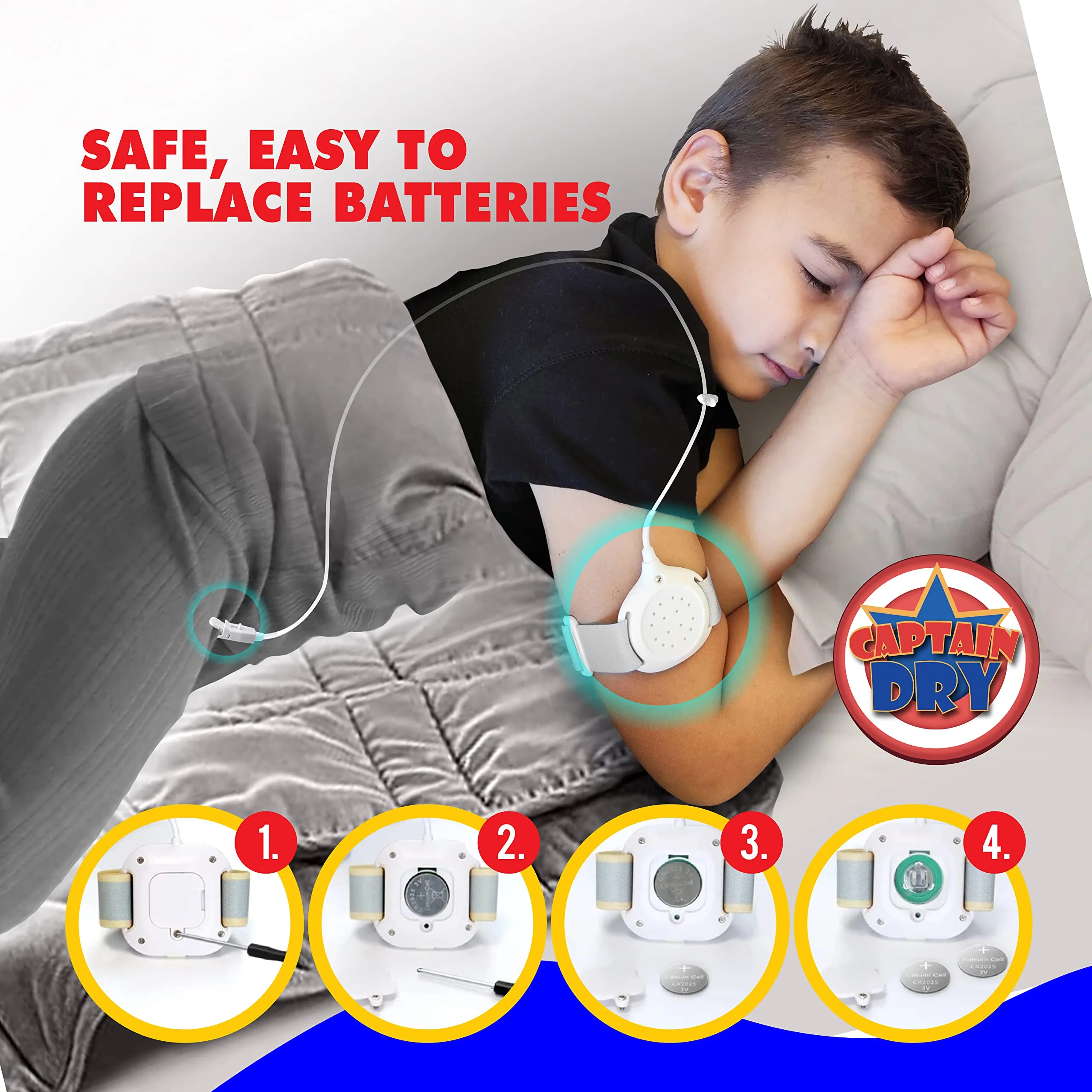 Bedwetting Alarm for Boys and Girls Potty Training Older Children Pee Alarm Potty Timer Bedwetting Monitor Sensor Deep Sleepers Turn Move During Sleep Loud Sound Two Modes
