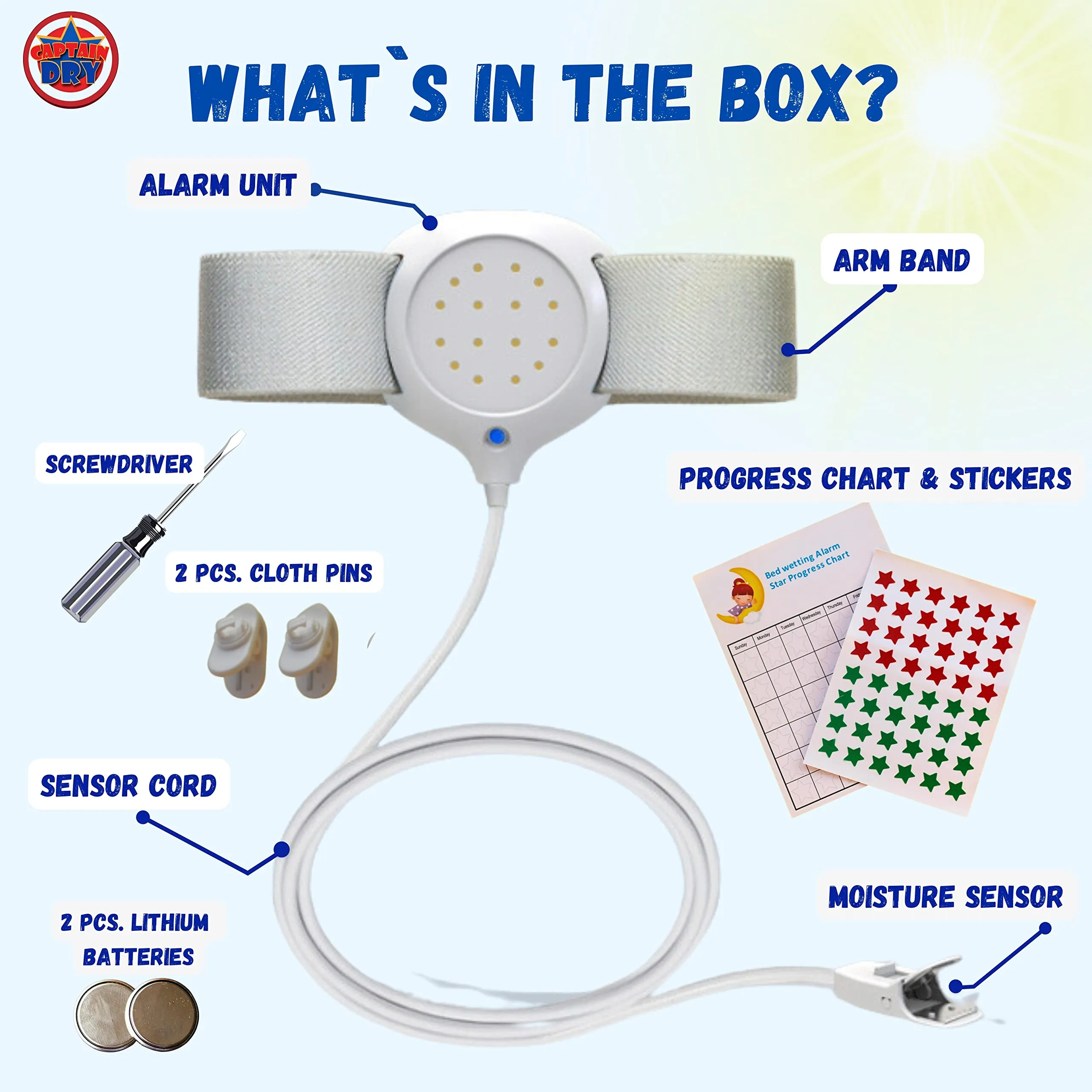 Bedwetting Alarm for Boys and Girls Potty Training Older Children Pee Alarm Potty Timer Bedwetting Monitor Sensor Deep Sleepers Turn Move During Sleep Loud Sound Two Modes