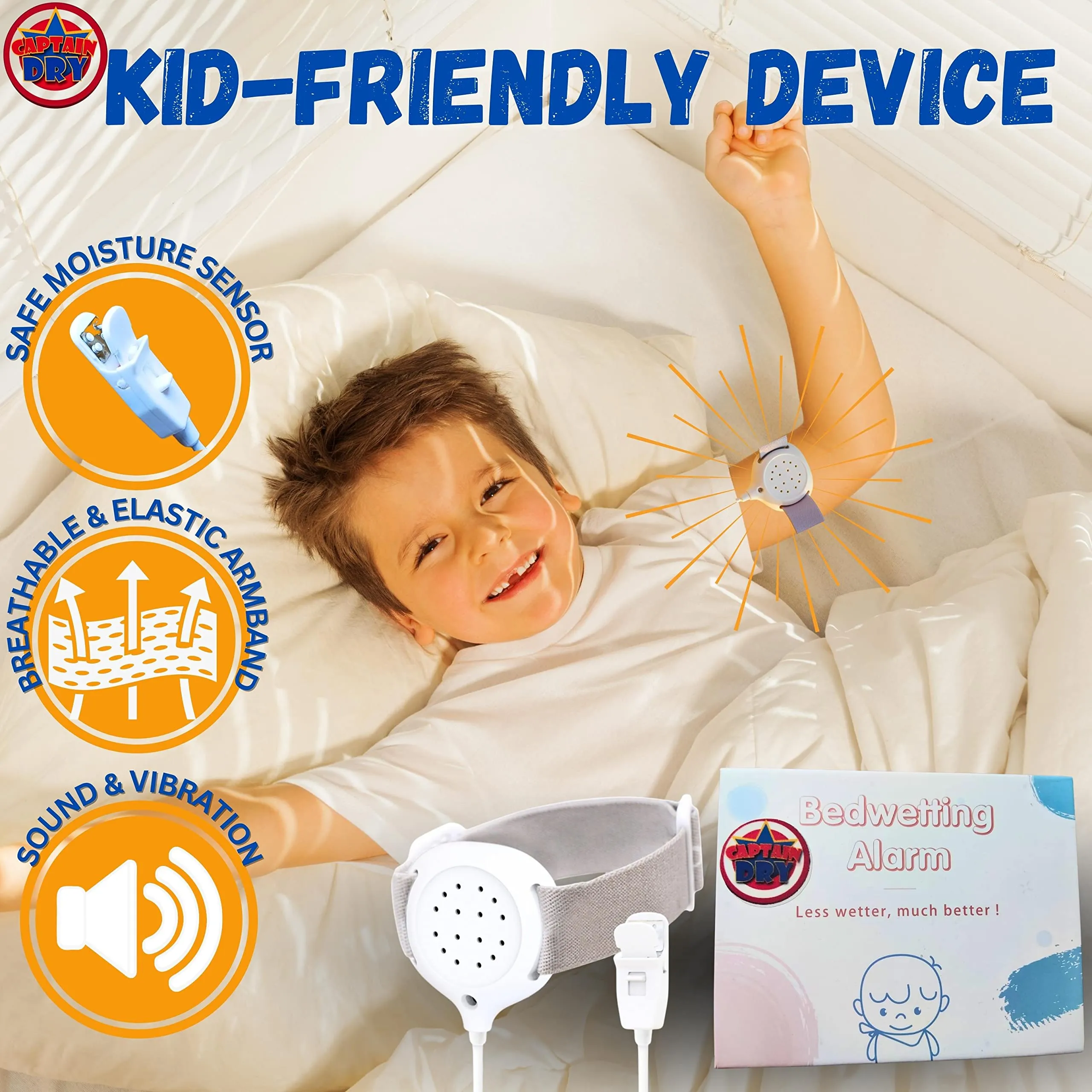 Bedwetting Alarm for Boys and Girls Potty Training Older Children Pee Alarm Potty Timer Bedwetting Monitor Sensor Deep Sleepers Turn Move During Sleep Loud Sound Two Modes