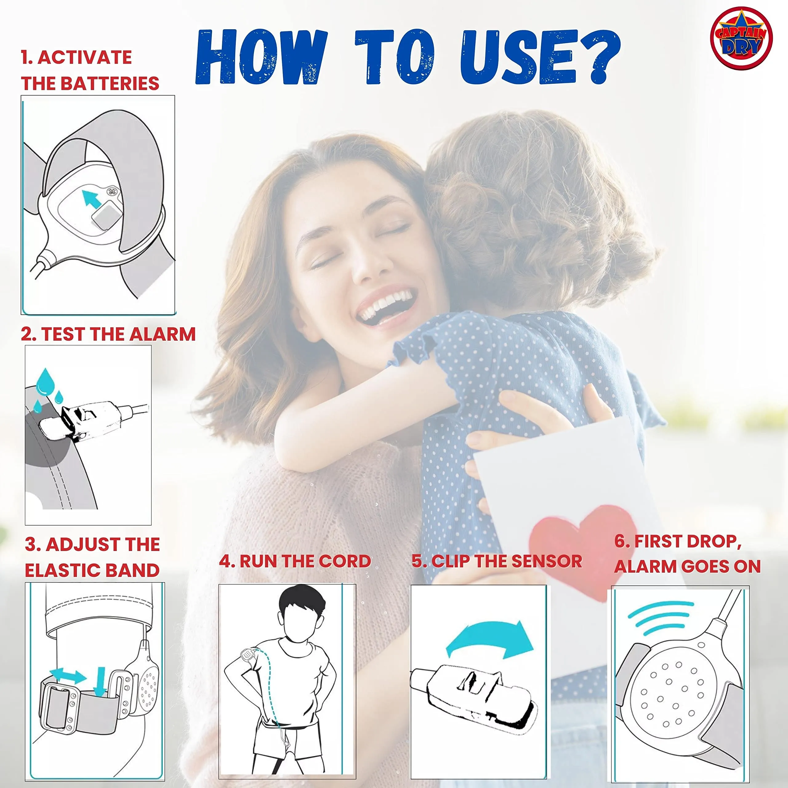 Bedwetting Alarm for Boys and Girls Potty Training Older Children Pee Alarm Potty Timer Bedwetting Monitor Sensor Deep Sleepers Turn Move During Sleep Loud Sound Two Modes
